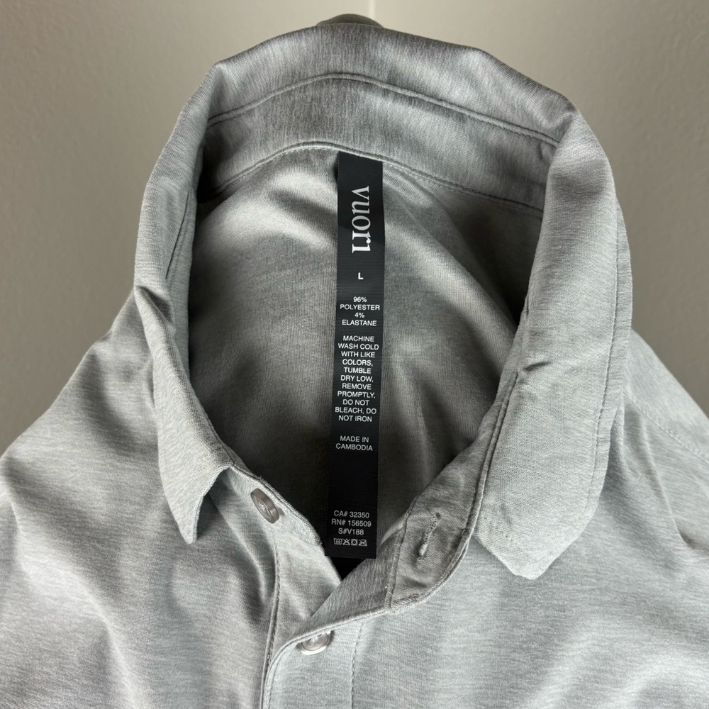 Vuori Strato Tech Performance Polo Shirt Men's Size Large L Athletic Fit Gray - Picture 5 of 7